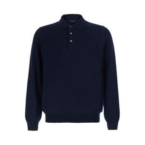 Tagliatore Men Blue Sweater With Polo Style Collar In Wool Blend For Men